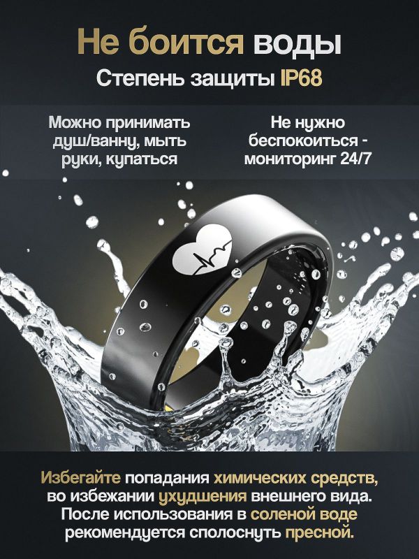 Умное кольцо смарт фитнес ECG #7 с базой для зарядки R30PRO