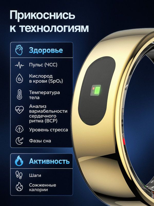 Умное кольцо #10 золотое R08