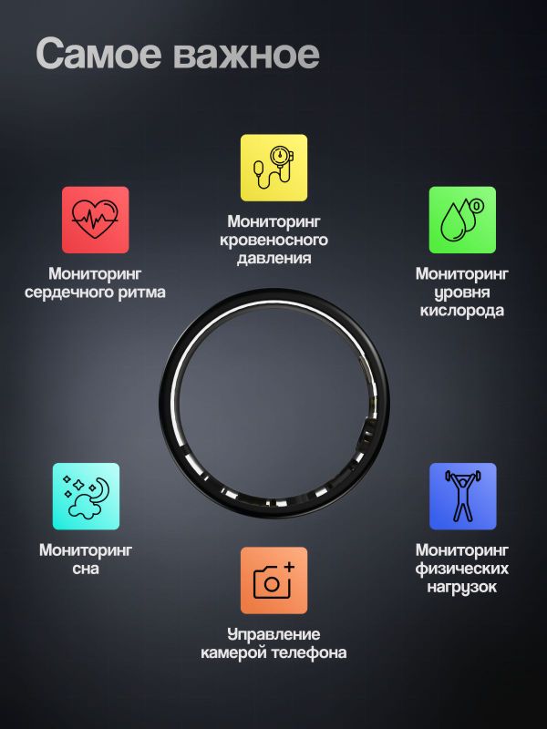 Умное кольцо # 10 черное R20NFC