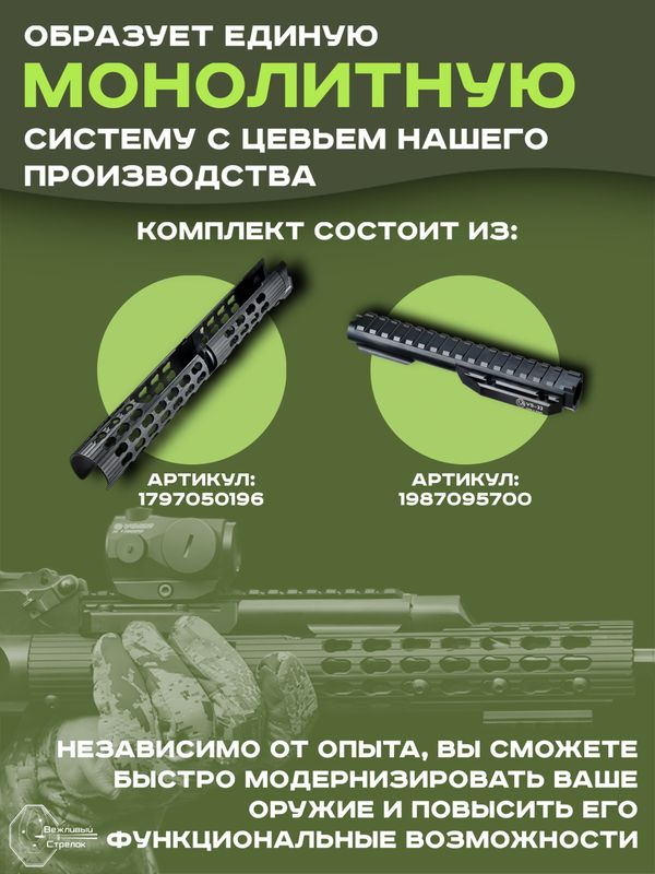 Комплект обвеса на АК-74М, АКМ, Сайга (Цевье VS-24 и газовая трубка VS-33)