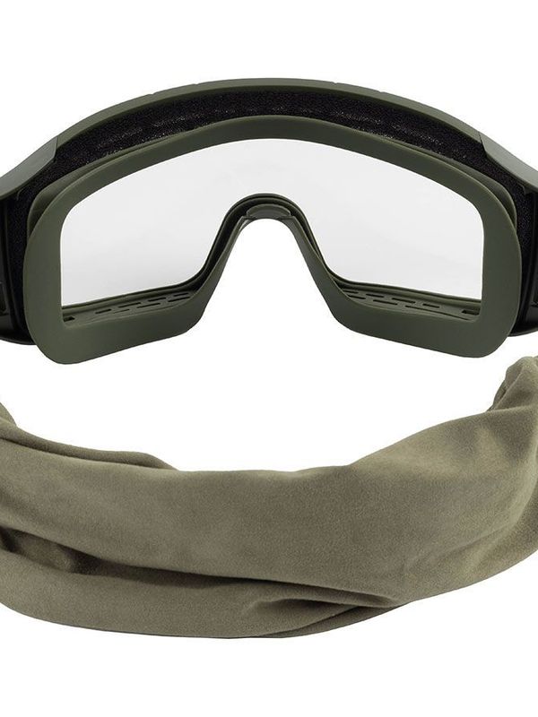 Маска стрелковая ShotTime Puma, защитная, зелёная, линза прозрачная