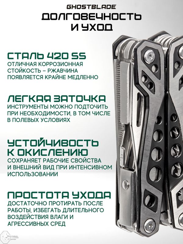 Мультитул тактический туристический складной GhostBlade M-121F, 15 инструментов