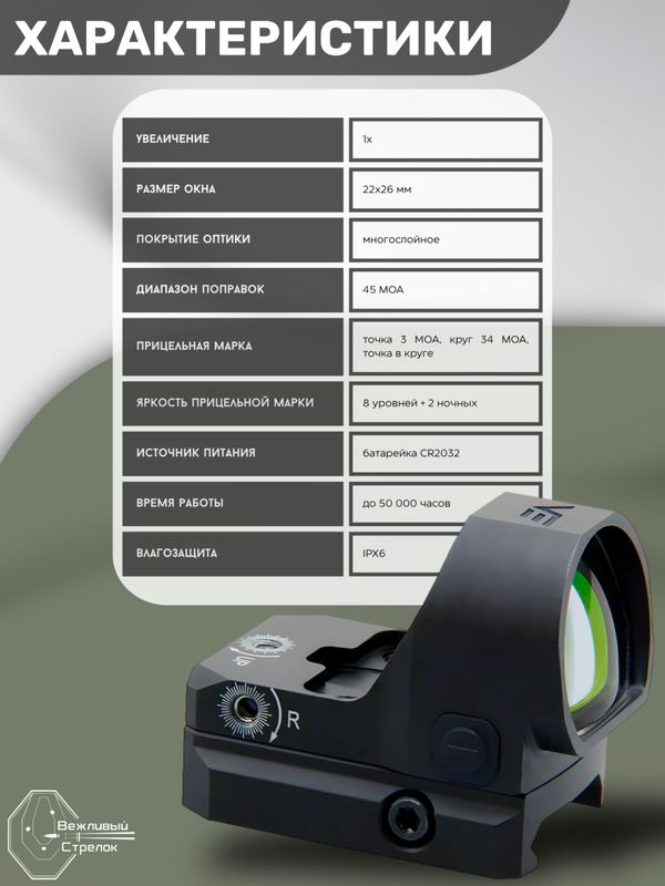 Коллиматорный прицел Vector Optics Frenzy-X открытый, красная марка (SCRD-M36)