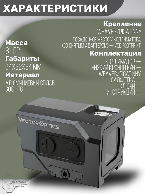 Коллиматорный прицел Vector Optics Frenzy Plus 1x18x20, 3 МOA, красная