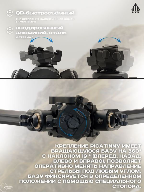 Сошки UTG PRO TBNR на Picatinny, 3 положения ног
