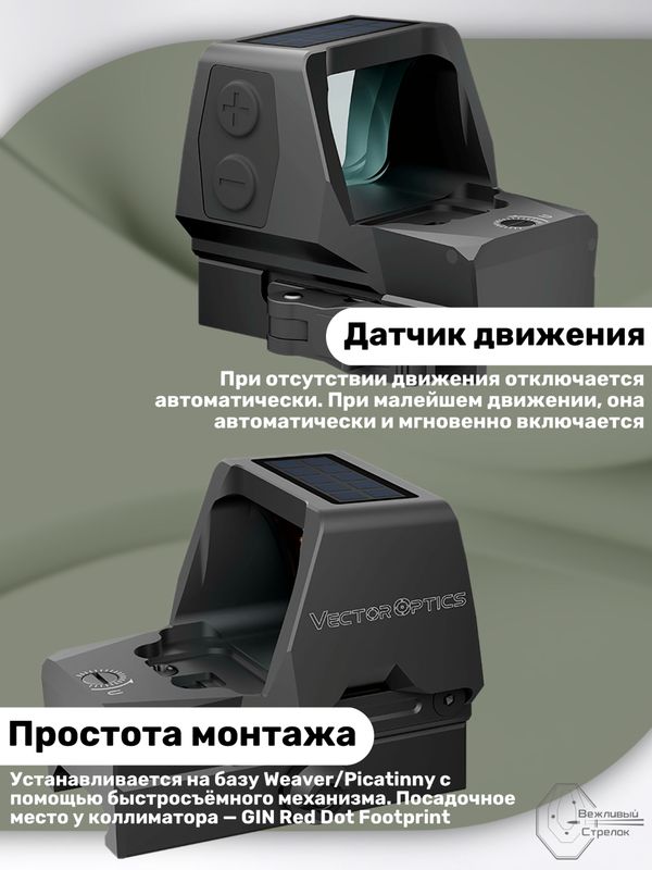 Коллиматорный прицел Vector Optics Frenzy Plus открытый 1x22x32 Solar, MRS, красная (SCRD-SM44)