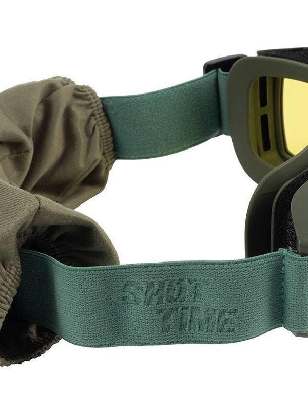 Маска стрелковая ShotTime Puma, защитная, зелёная, линза желтая