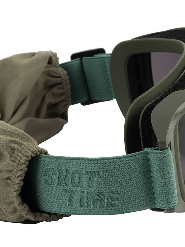 Маска стрелковая защитная ShotTime Puma, оправа зелёная, линза серая