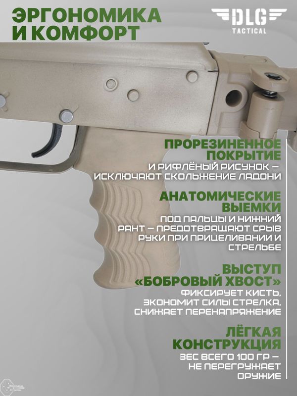 Рукоятка пистолетная Прорезиненная АК, DLG Tactical