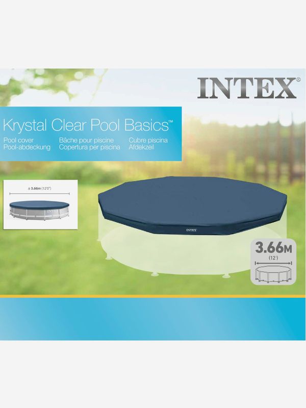 Тент для бассейна Intex Metal Frame диаметр 366 см, защитное накрытие для бассейна