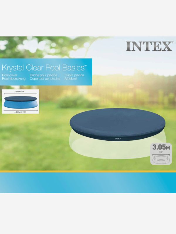Тент для бассейна Intex Easy Set диаметр 305 см, защитное накрытие для бассейна, с надувным бортом