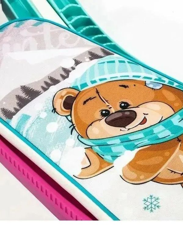 Снегокат детский Двухместный Ника Nika "Тимка спорт 6" ТС 6 с забавными медвежатами, с колесами и родительской ручкой