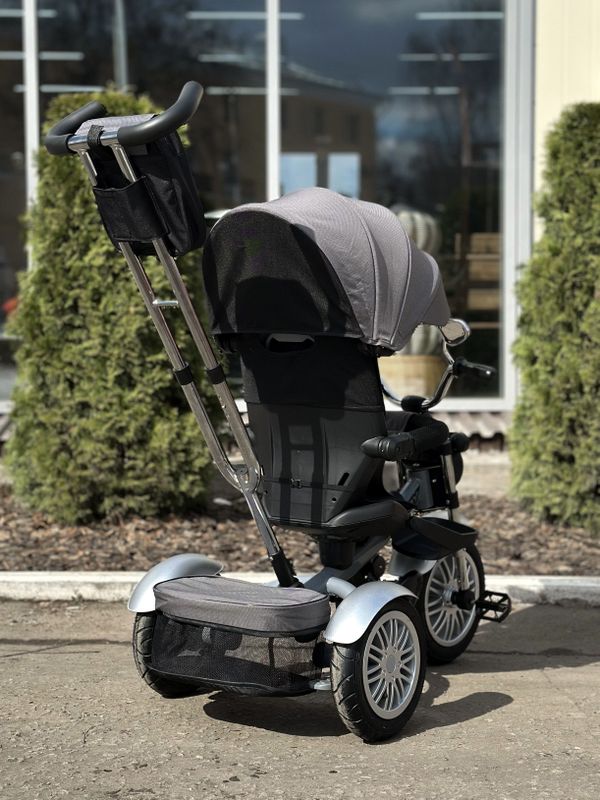 Трехколесный велосипед с родительской ручкой и поворотным сиденьем Luxmom Dalux 3311, Серый