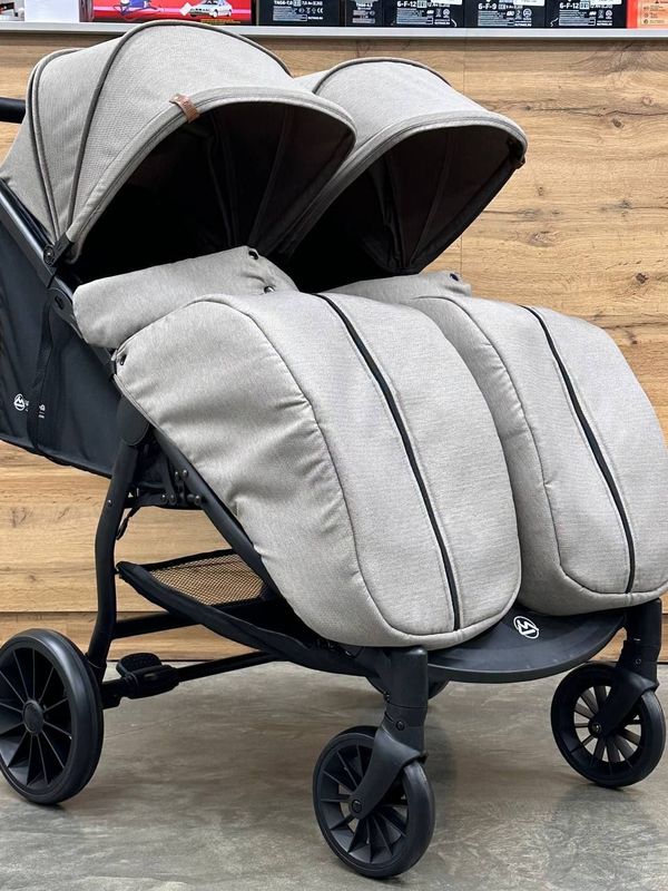 Коляска прогулочная для двойни LuxMom T11, Хаки