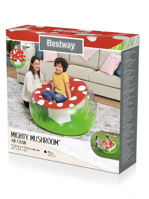 Надувное кресло Bestway Mighty Mushroom, 112х11му, мягкое кресло-гриб для отдыха на природе и дома