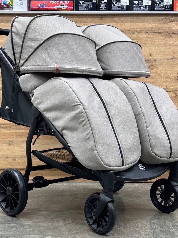 Коляска прогулочная для двойни LuxMom T11, Хаки