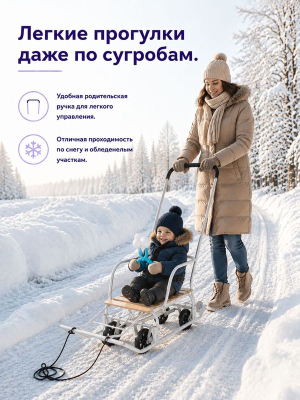 Санки Тимка 5 Универсал, белый, зимние для детей