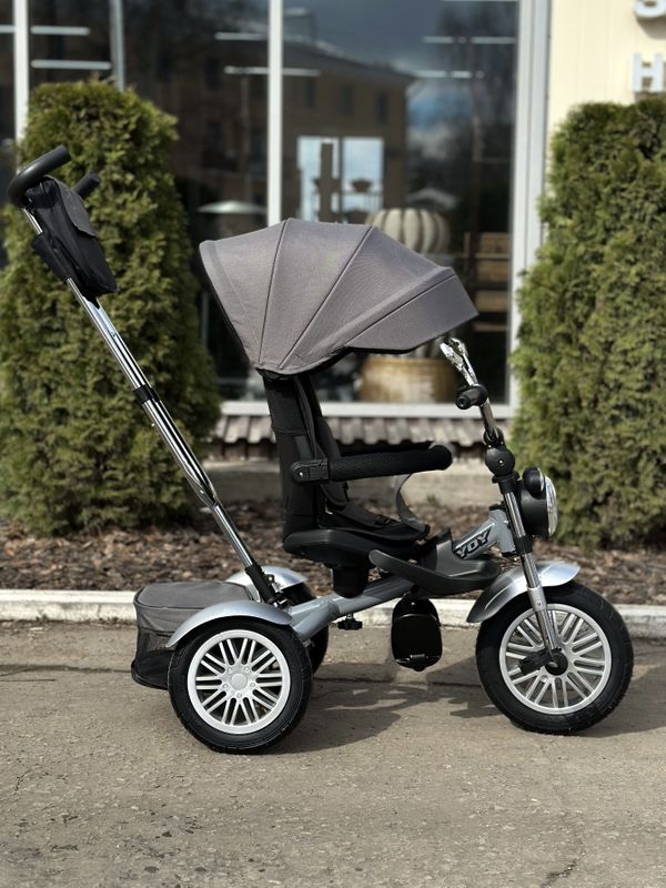Трехколесный велосипед с родительской ручкой и поворотным сиденьем Luxmom Dalux 3311, Серый