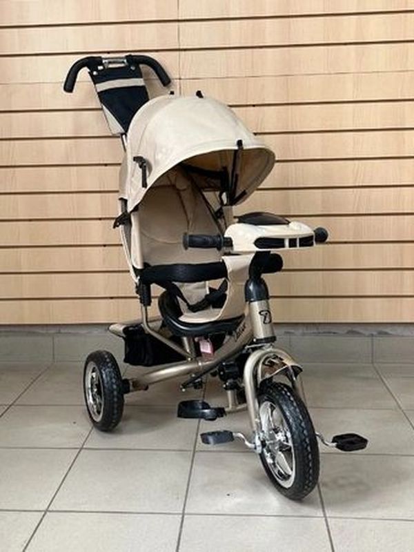 Трехколесный велосипед с родительской ручкой Luxmom Dalux 3322, коляска-велосипед для малышей, Коричневый