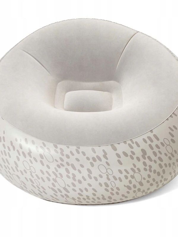 Надувное кресло Bestway Inflate-A-Chair, 112х112х66 см, серое, с велюровой поверхностью