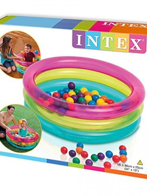 Бассейн с шариками Intex (86х25 см), детский сухой бассейн для сенсорного развития, надувной манеж для малышей