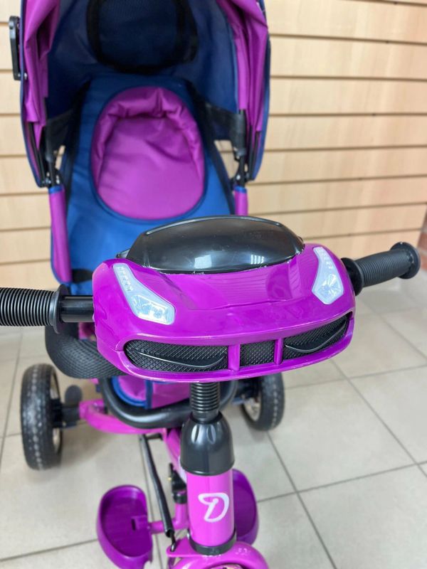Трехколесный велосипед с родительской ручкой Luxmom Dalux 3322, коляска-велосипед для малышей, Фиолетовый