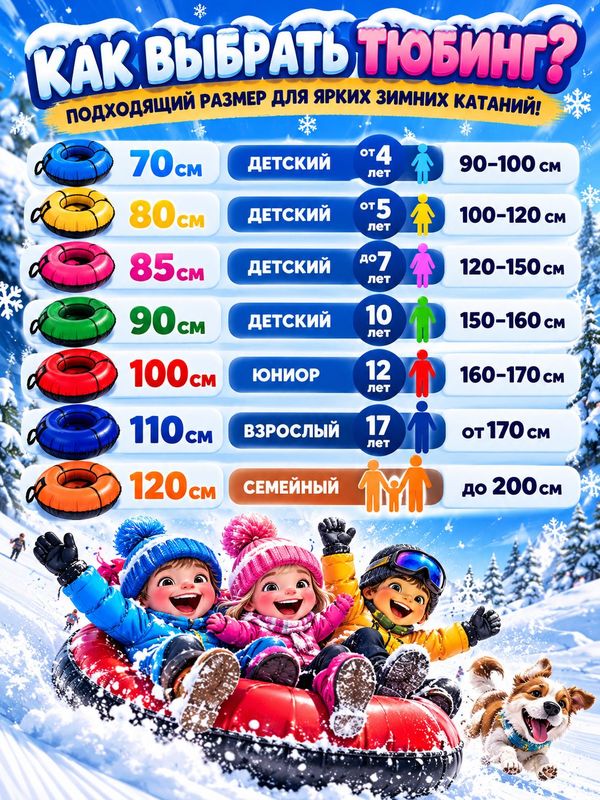 Тюбинг детский Сказочный патруль ТБ2-70, ледянка для катания на снегу, снегокат, зимняя горка, подарок девочке