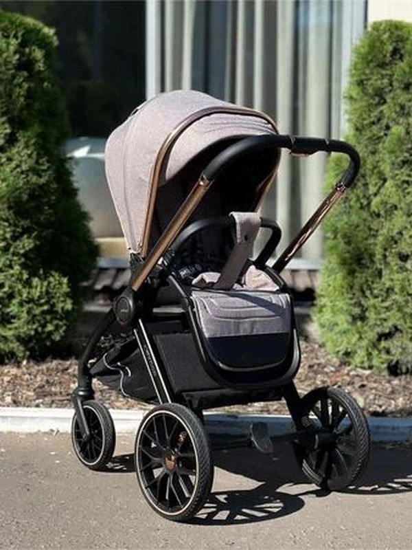 Коляска 2в1 LuxMom 788 для новорожденных, прогулочная коляска в цвете Хаки, эко-стиль