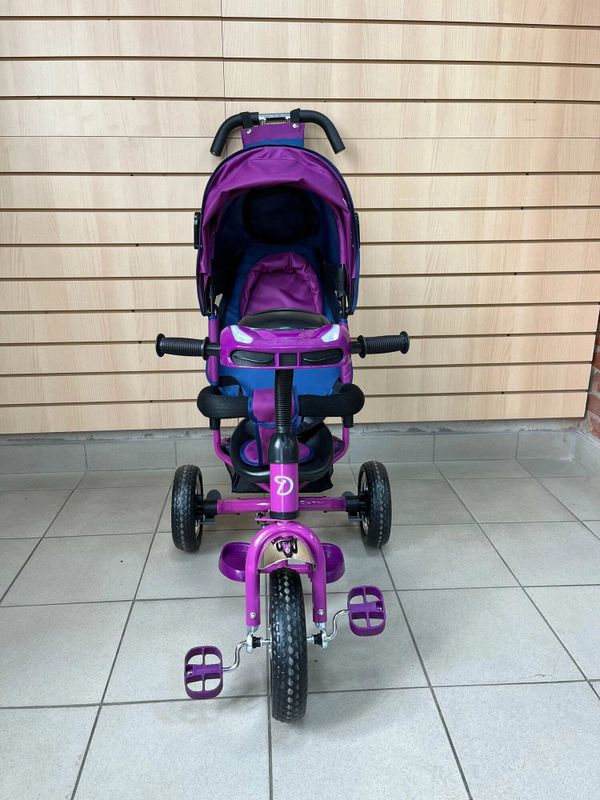 Трехколесный велосипед с родительской ручкой Luxmom Dalux 3322, коляска-велосипед для малышей, Фиолетовый