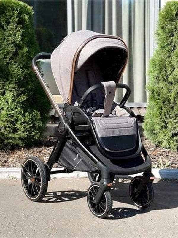 Коляска 2в1 LuxMom 788 для новорожденных, прогулочная коляска в цвете Хаки, эко-стиль