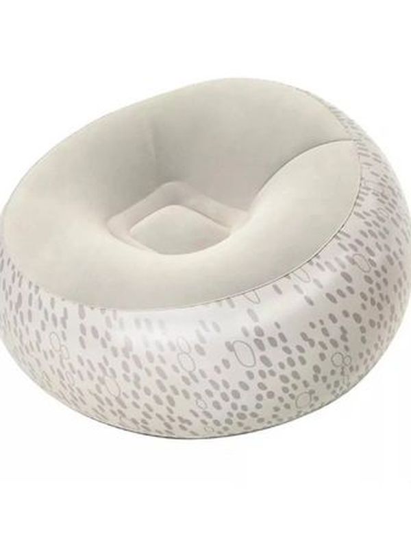 Надувное кресло Bestway Inflate-A-Chair, 112х112х66 см, серое, с велюровой поверхностью