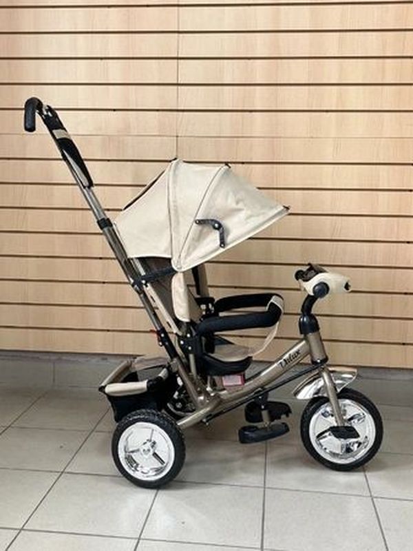 Трехколесный велосипед с родительской ручкой Luxmom Dalux 3322, коляска-велосипед для малышей, Коричневый