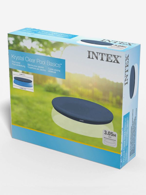Тент для бассейна Intex Easy Set диаметр 305 см, защитное накрытие для бассейна, с надувным бортом