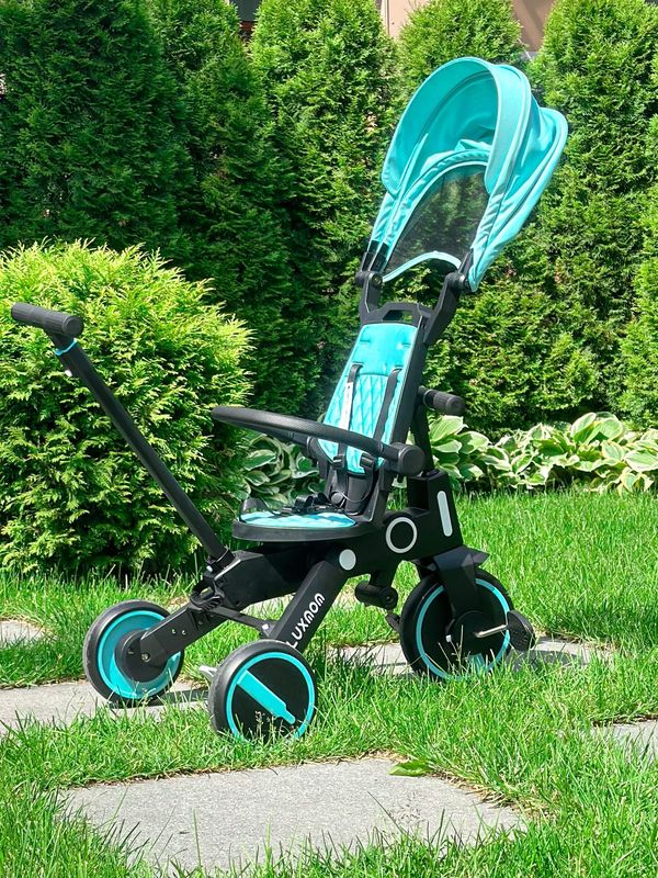 Велосипед складной трехколесный Luxmom 368 Синий (бирюзовый)