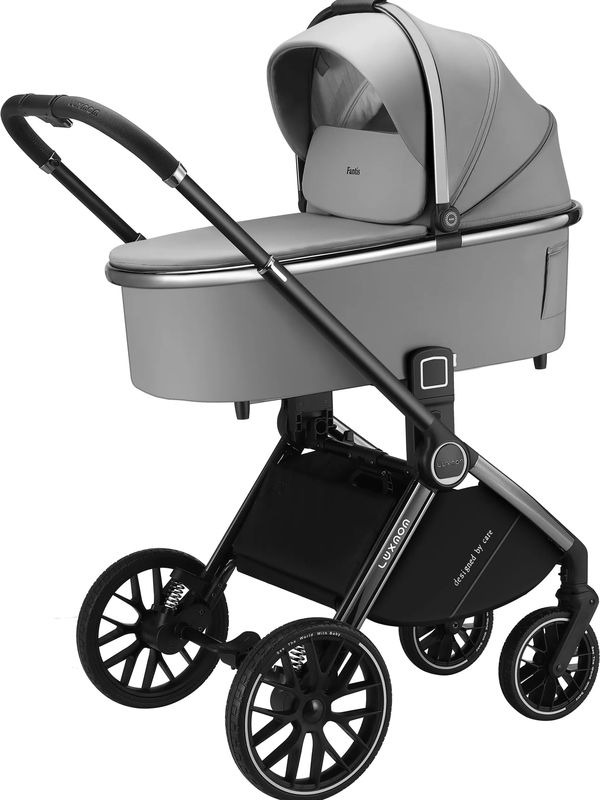 Коляска детская 2в1 Luxmom 777 (Люлька + Прогулочный блок), серый