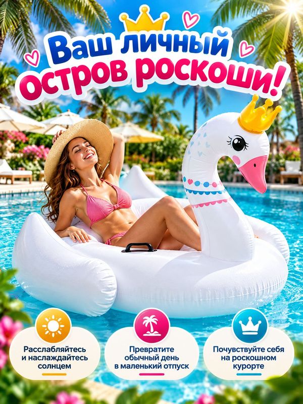 Надувной матрас-плот Intex Королевский лебедь (размер 142х137х99 см) идеальный аксессуар для отдыха на воде