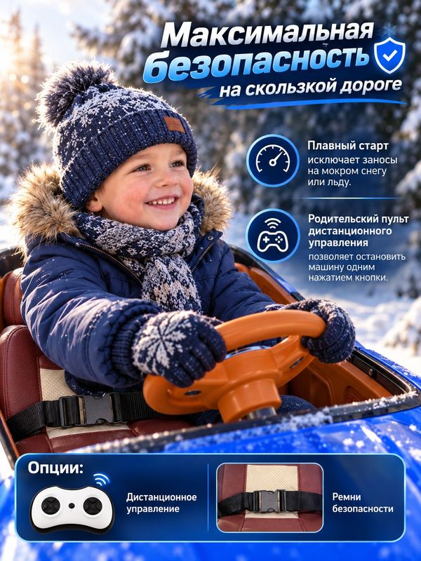 Электромобиль детский BMW JHW-1688 синий, с пультом управления, на аккумуляторе, 12V