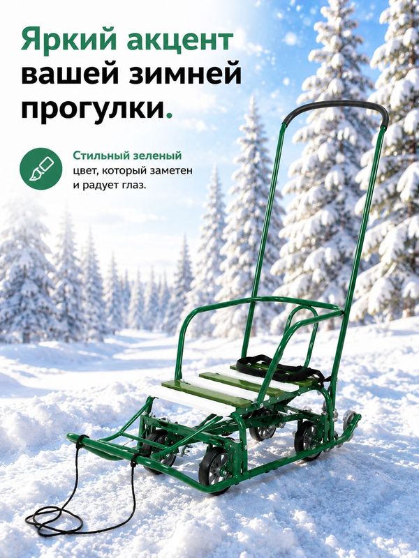Санки Тимка 5 Универсал, зеленый, зимние для детей