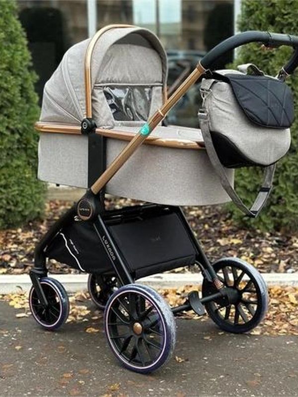 Коляска 2в1 LuxMom 788 для новорожденных, прогулочная коляска в цвете Хаки, эко-стиль