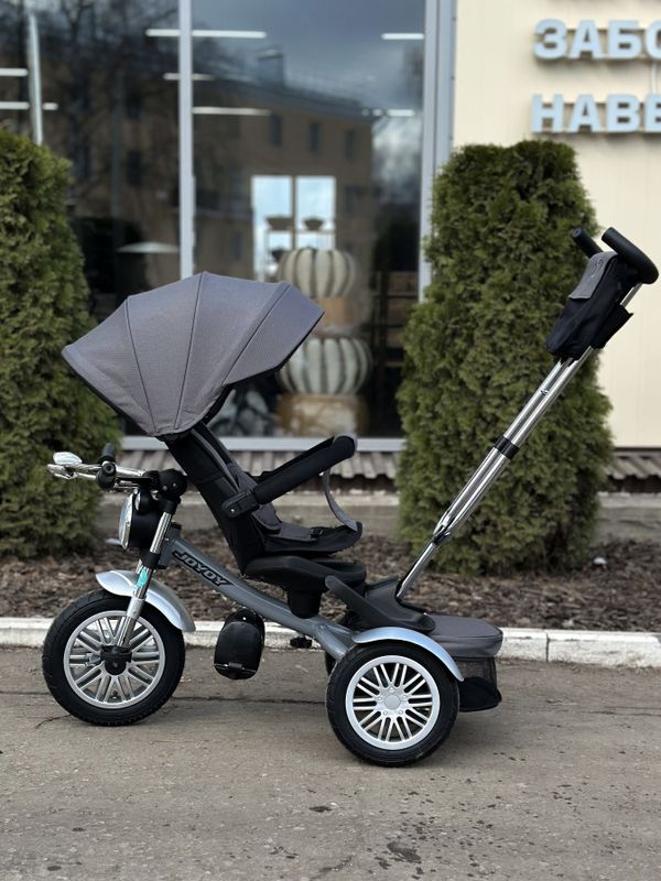 Трехколесный велосипед с родительской ручкой и поворотным сиденьем Luxmom Dalux 3311, Серый