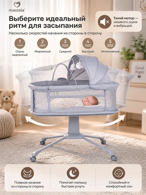 Приставная кровать колыбель (электрическая кровать) Mastela 03378(1*2) уютный сон и забота с первых дней!
