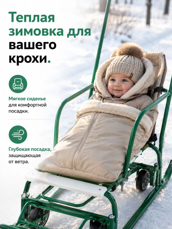 Санки Тимка 5 Универсал, зеленый, зимние для детей