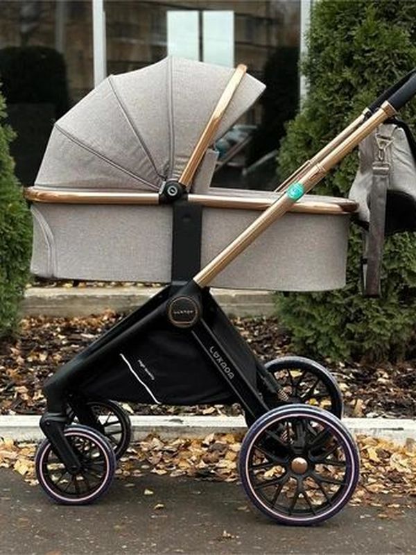 Коляска 2в1 LuxMom 788 для новорожденных, прогулочная коляска в цвете Хаки, эко-стиль