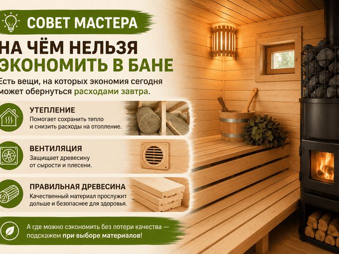 💡 На чём нельзя экономить в бане