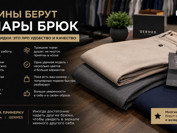 ✅Мужчины берут 2-3 пары брюк!