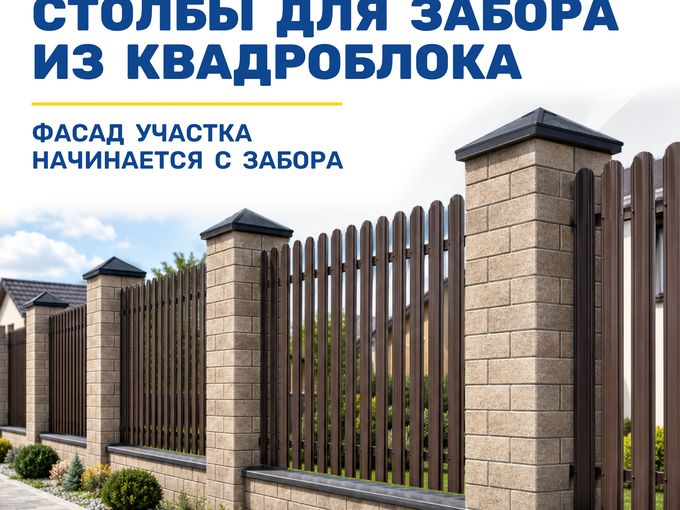 🏡 Столбы для забора из квадроблока