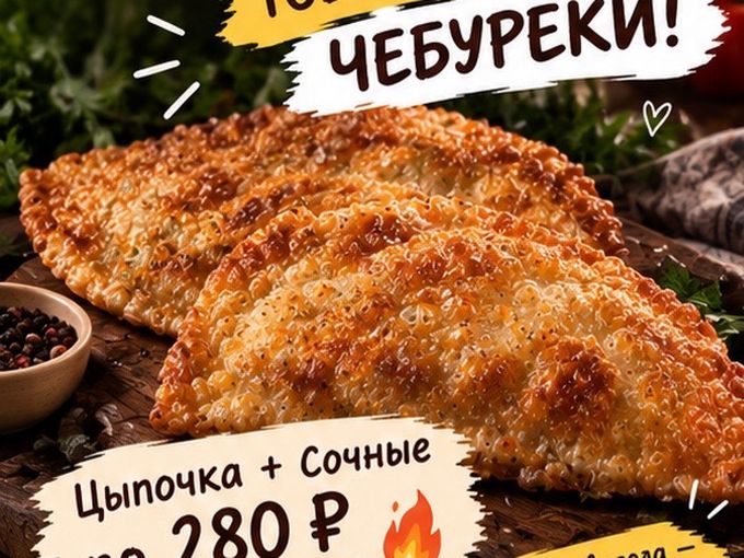 💥 Чебуреки по 280 ₽ вместо 350 ₽! 🥟