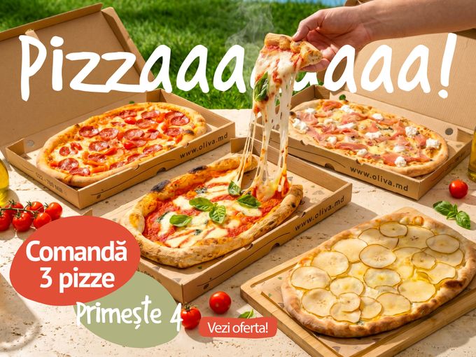 4 pizza la preț de 3! Profită acum! 🍕