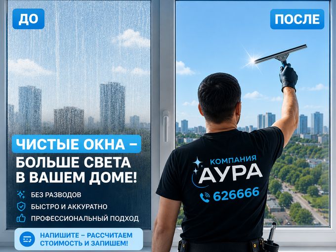 Мытьё окон 1+1=3 🎁 Больше чистоты