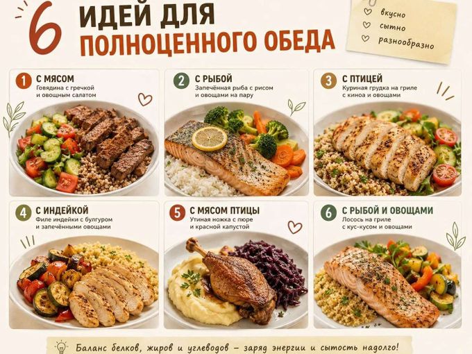 🍽️ 6 ИДЕЙ ПОЛНОЦЕННОГО ОБЕДА